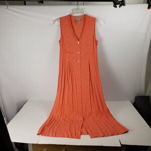 Freeport Studio XSP Orange Midi Dress Women Polka Dot Rayon Summer Spring Petite